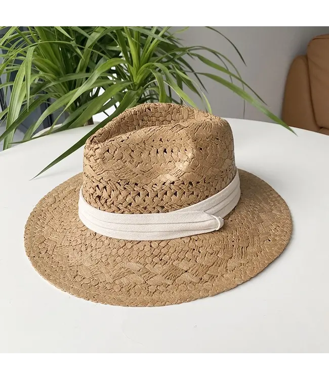 JULIO Straw Cowboy hat light brown w white