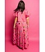 HOT PINK STRIPE SEQUIN FLOWER COTTON MAXI SKIRT