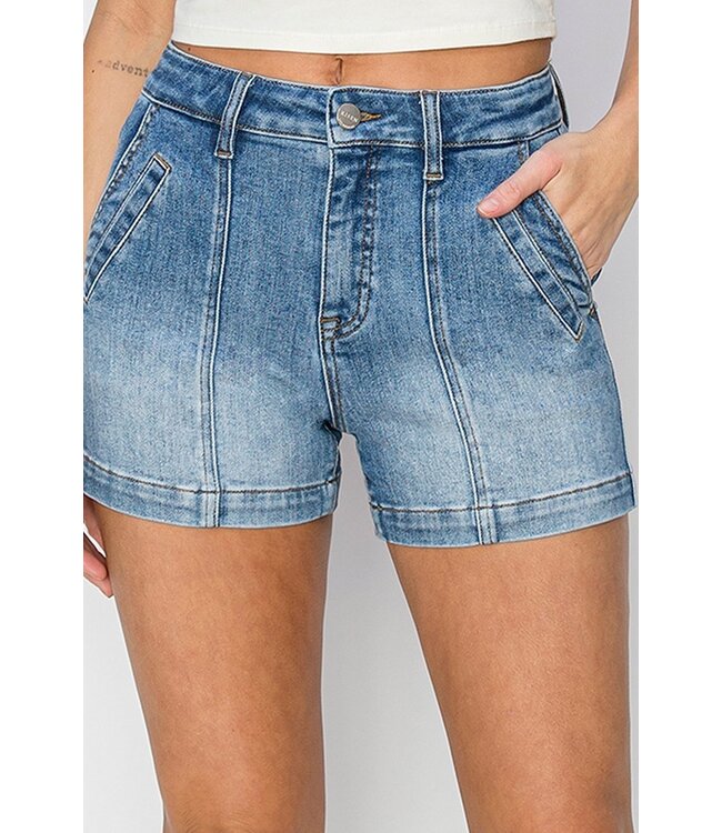 Hi Rise Front Seam Shorts