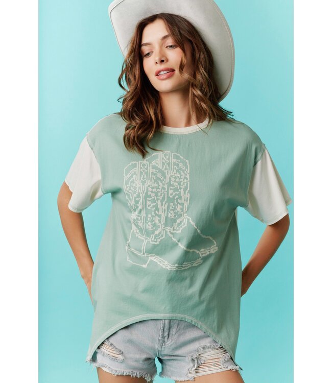Western Boots Relaxed T Shirt