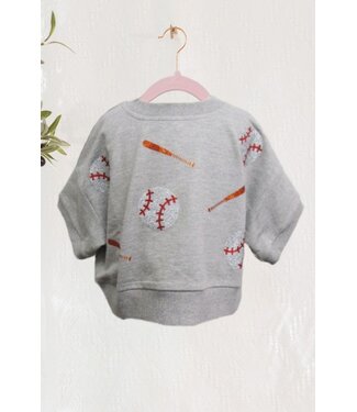 Cropped Crewneck Baseball Motif
