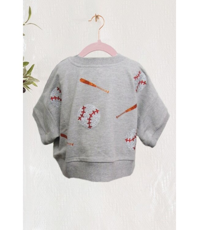 IT17032K cropped crewneck baseball motif