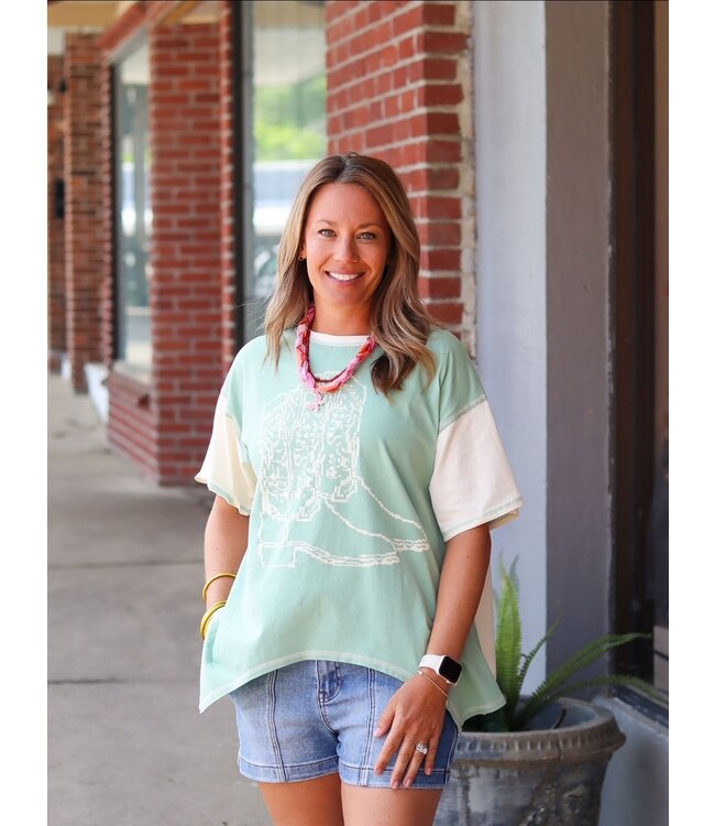 Western Boots Relaxed T Shirt