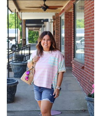 Fantastic Fawn Round Neck Stripe Top