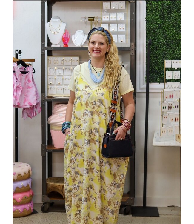 D3014D Tie Dye Flowing Maxi Slip Dress