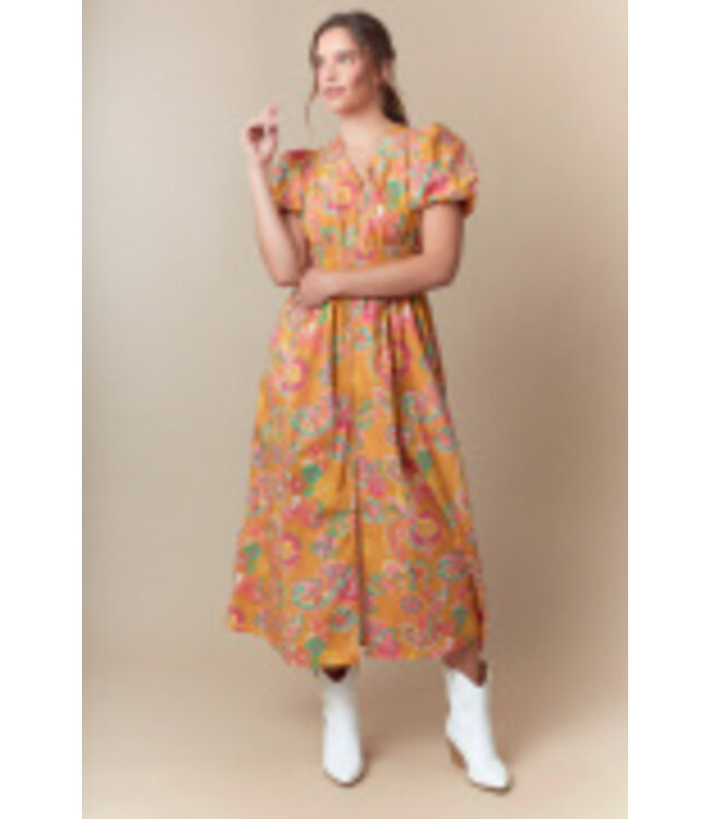 Paisley Print Zipper Front Dress