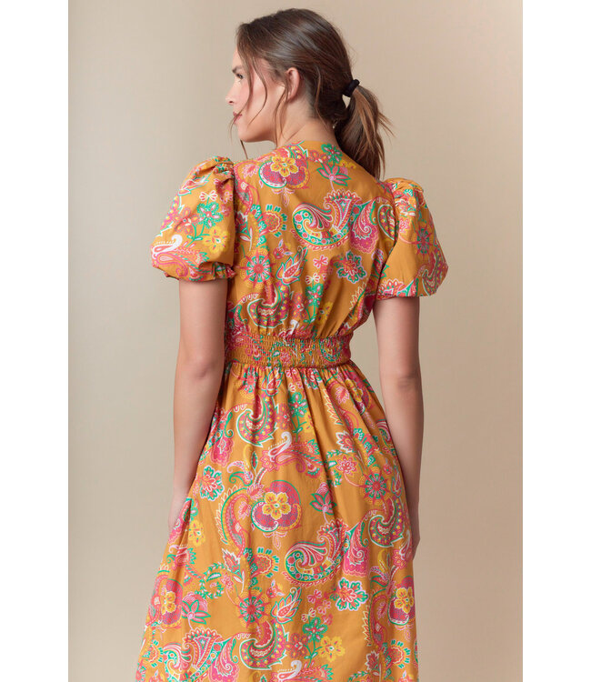 Paisley Print Zipper Front Dress