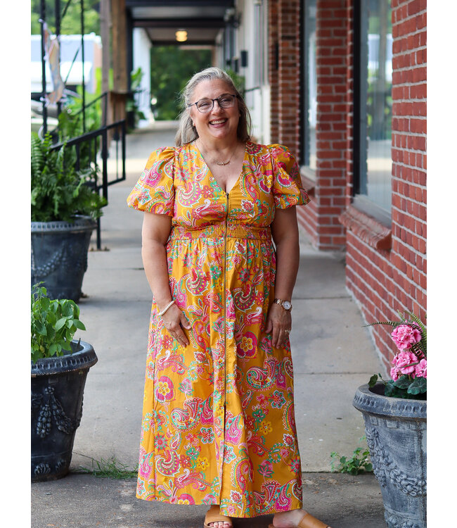 Paisley Print Zipper Front Dress