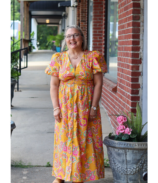 Paisley Print Zipper Front Dress