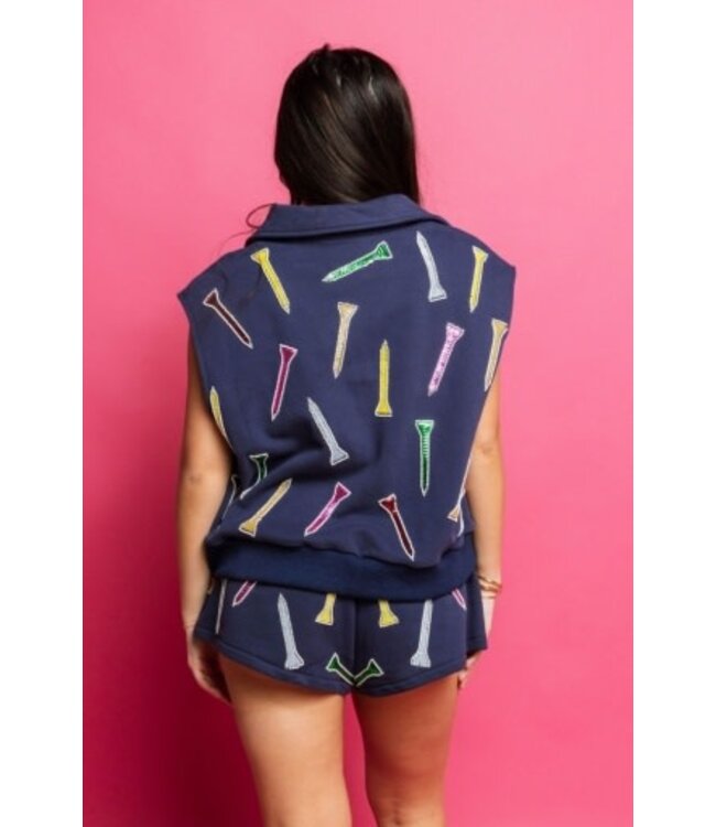 NAVY MULTI GOLF TEE SHORT