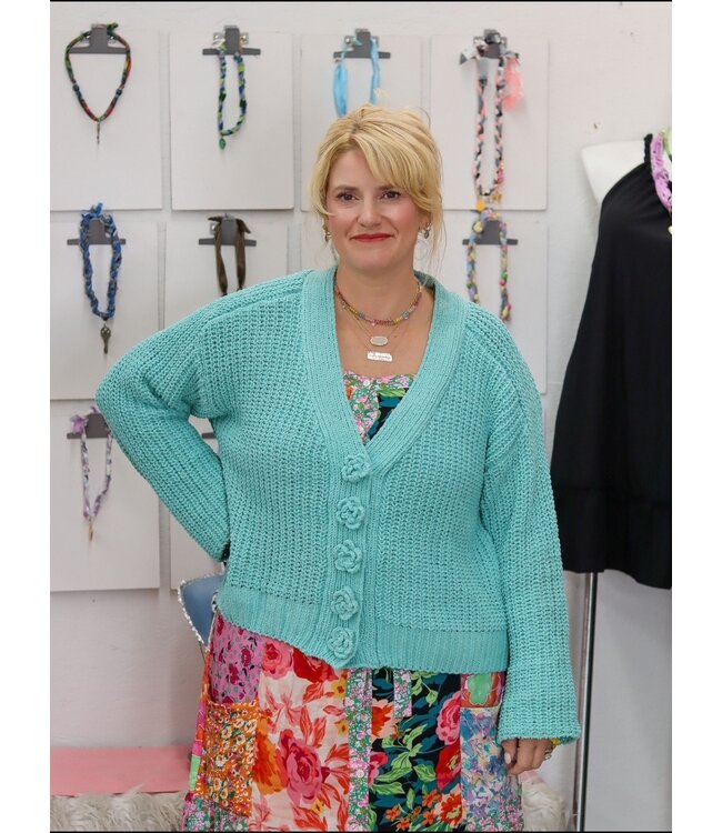 Cardigan w/ Chenille Buttons