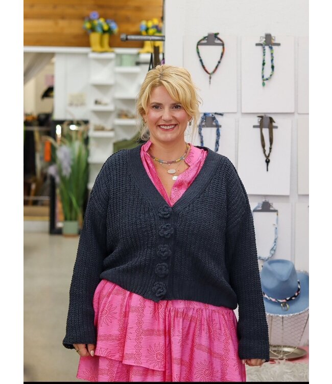 Cardigan w/ Chenille Buttons