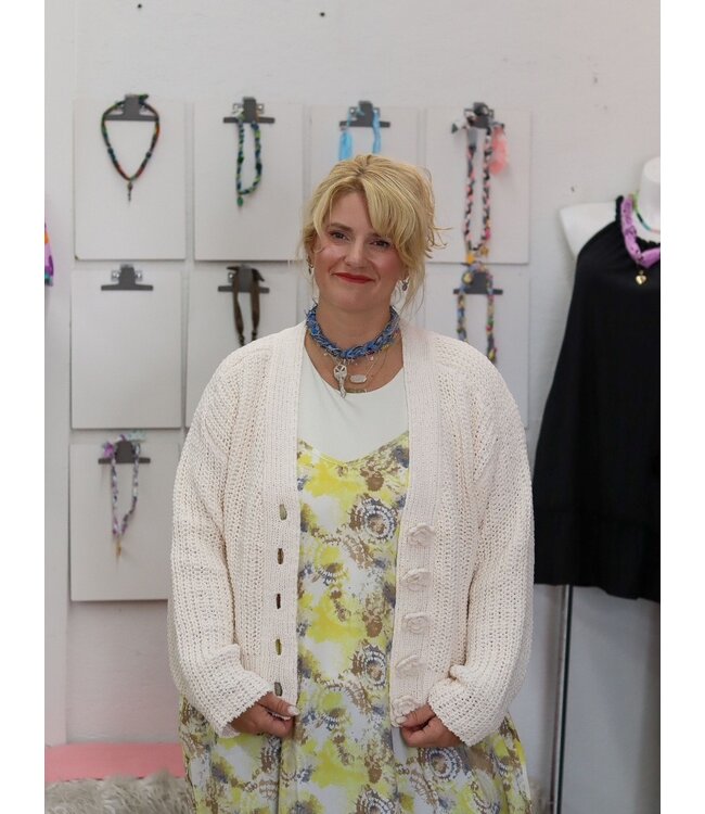 Cardigan w/ Chenille Buttons