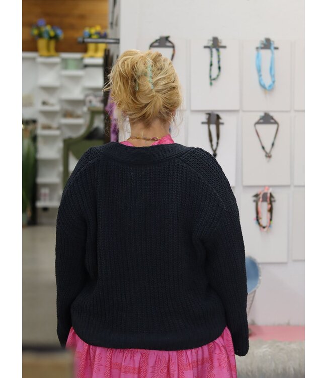 Cardigan w/ Chenille Buttons