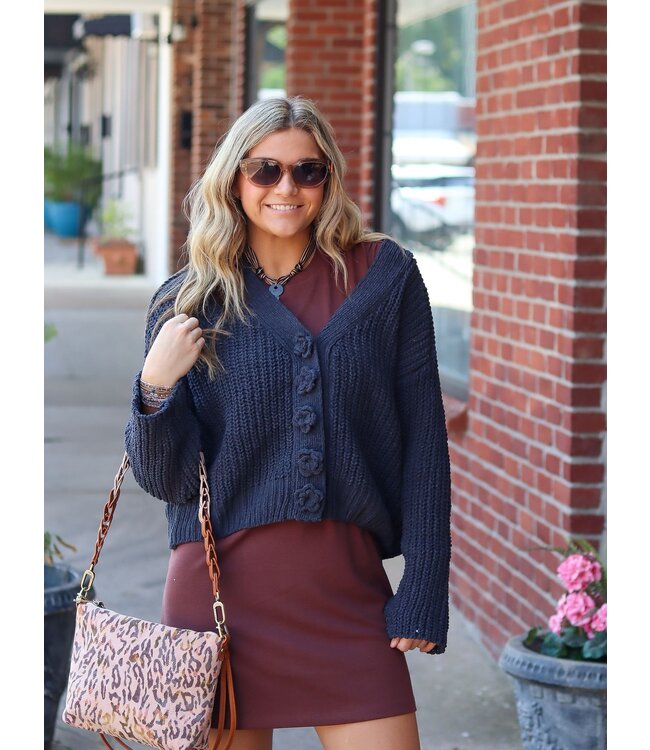 Cardigan w/ Chenille Buttons