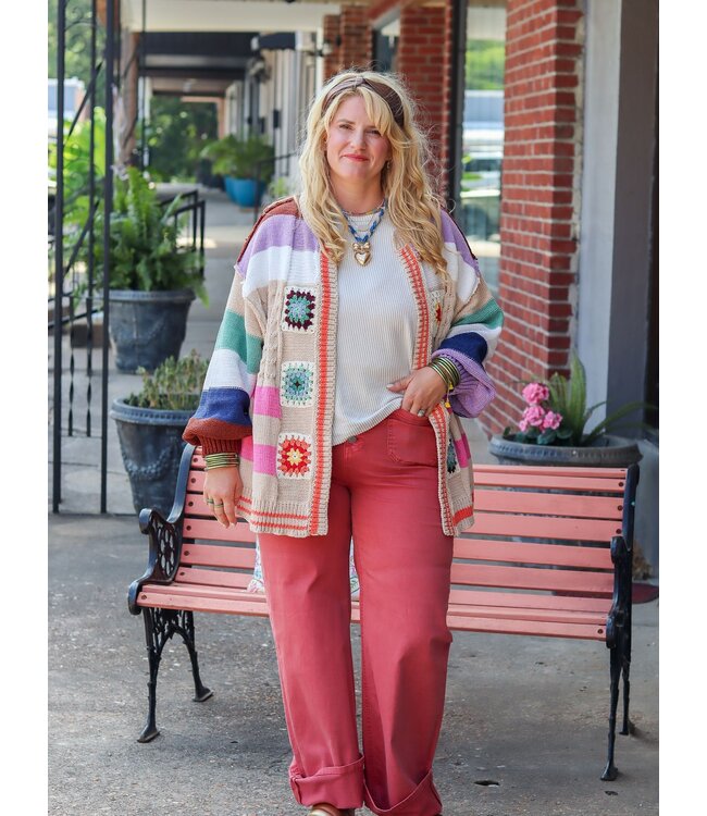 Cardigan patch/stripe detail