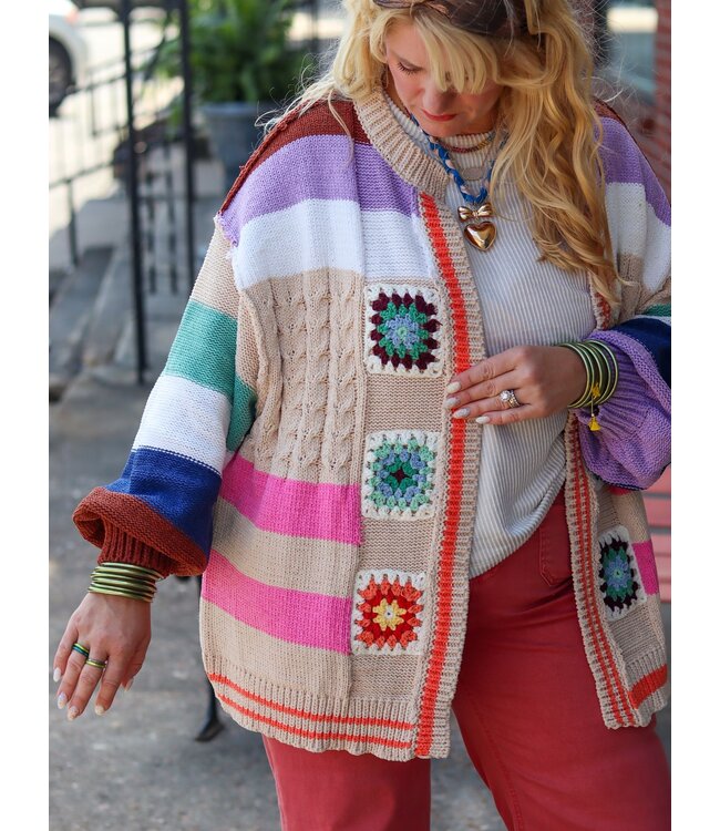 Cardigan patch/stripe detail