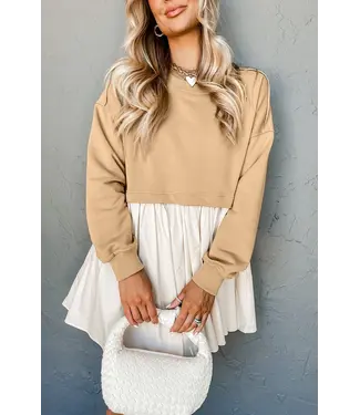 Pretty Bash Colorblock Sweatshirt/Poplin Mini Dress