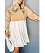 Colorblock Sweatshirt/Poplin Mini Dress
