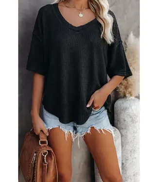 Pretty Bash Waffle Reverse Seam S/S Top