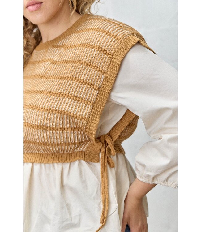 Vest Attached Long Sleeve Top