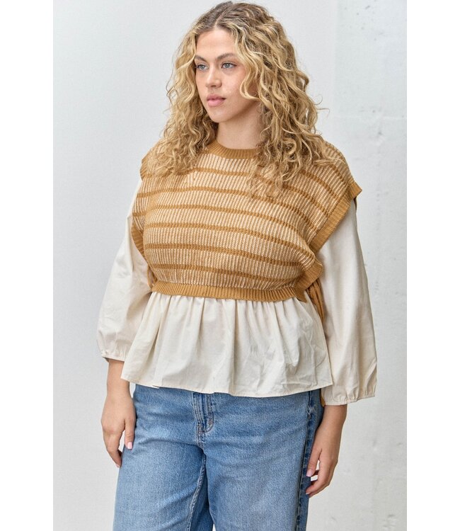 Vest Attached Long Sleeve Top