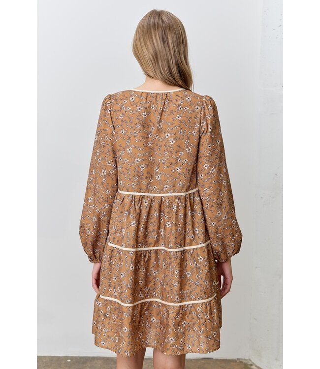 Floral Print L/S Mini Dress