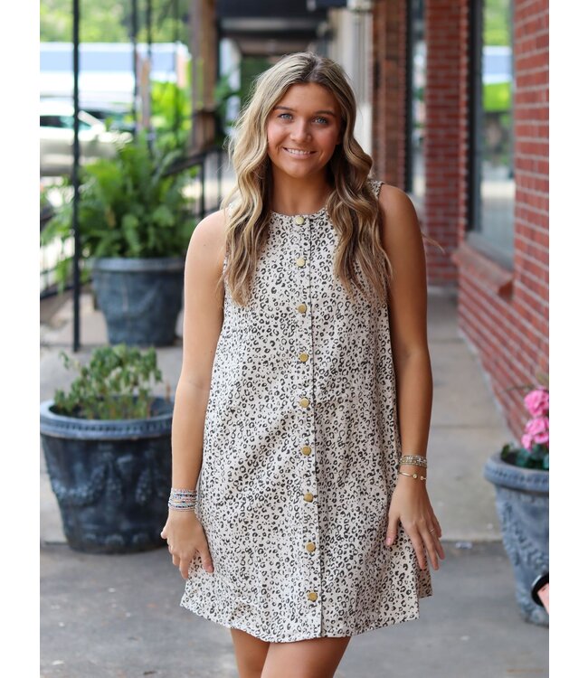 Printed Denim Sleeveless Dress