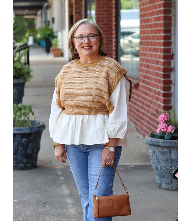 Vest Attached Long Sleeve Top