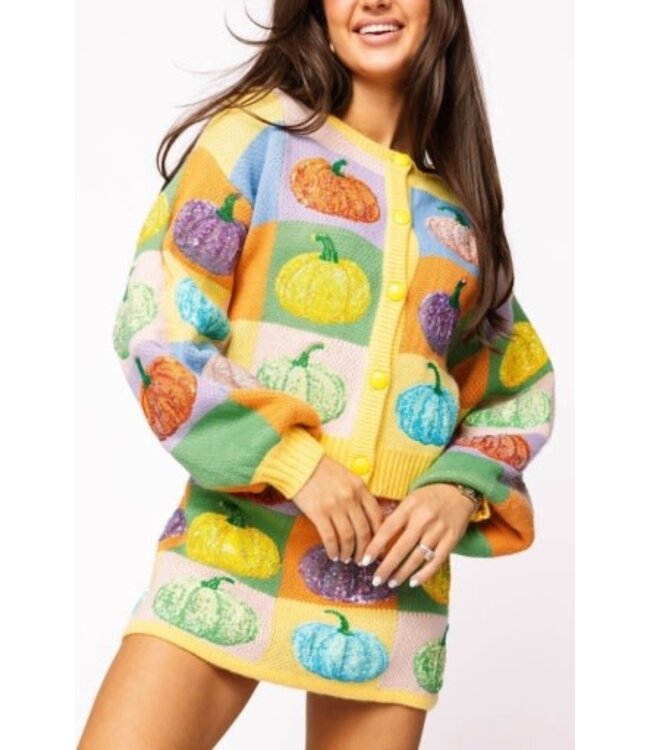 Colorblock Pumpkin Cardi