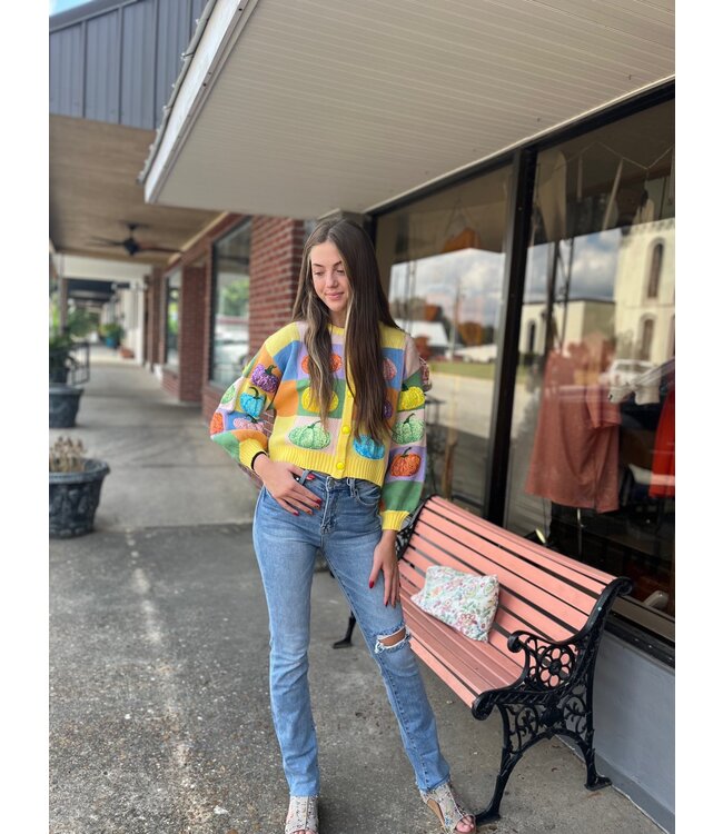 Colorblock Pumpkin Cardi