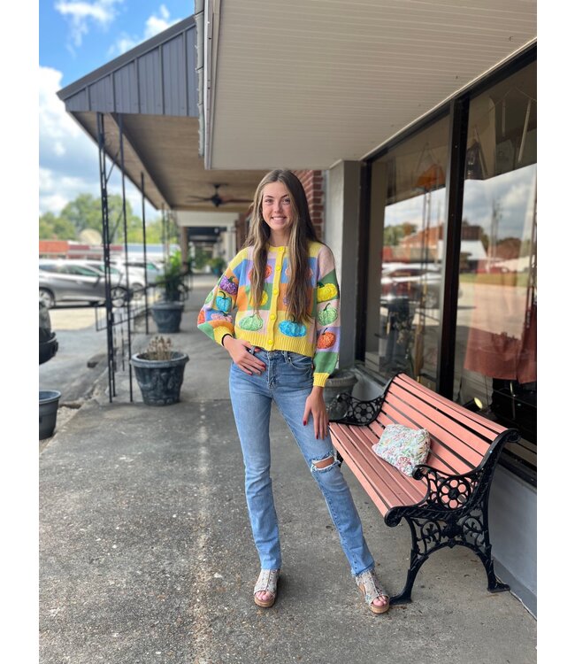 Colorblock Pumpkin Cardi