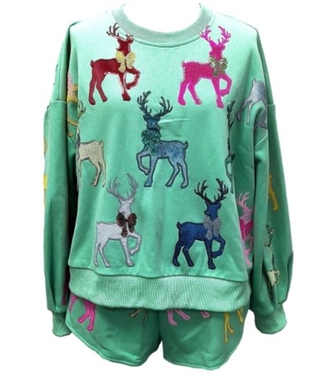 VELVET REINDEER SWEATSHIRT