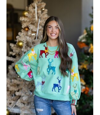 Queen of Sparkles VELVET REINDEER SWEATSHIRT