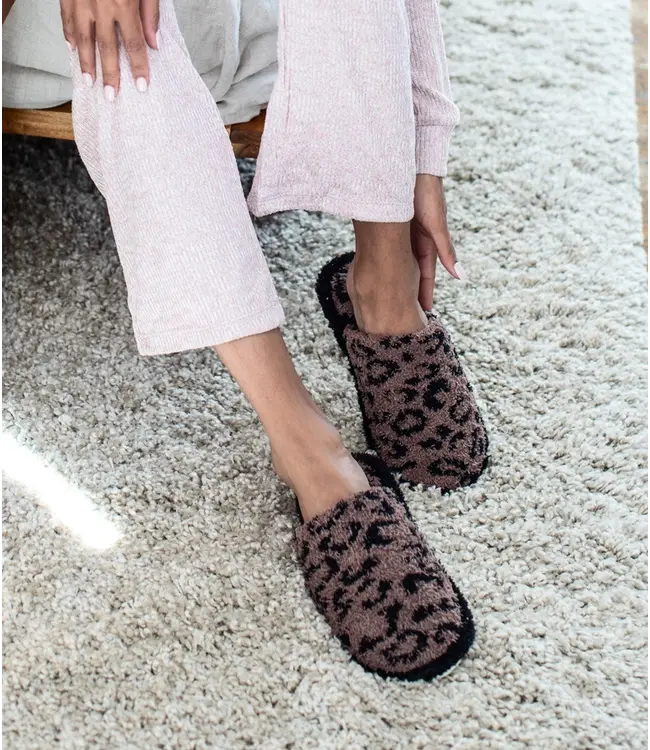 Cat Nap Slippers brown leopard SMALL