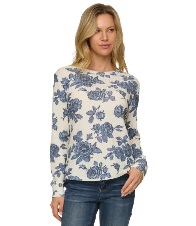 Fayston Printed L/S Waffle Crew