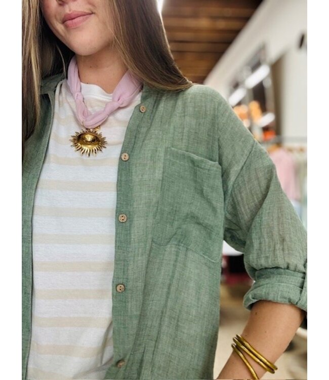 love pot gauze button up