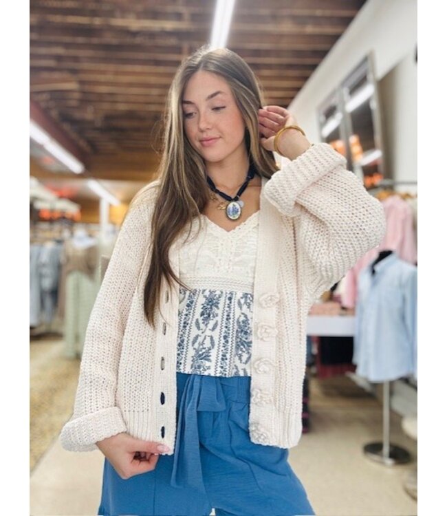 Cardigan w/ Chenille Buttons