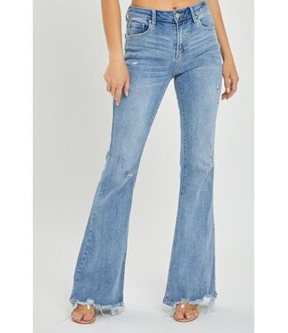 Risen Distressed Flare Jeans