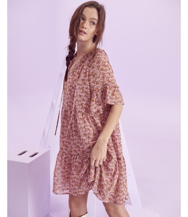 Floral V-neck Mini Dress