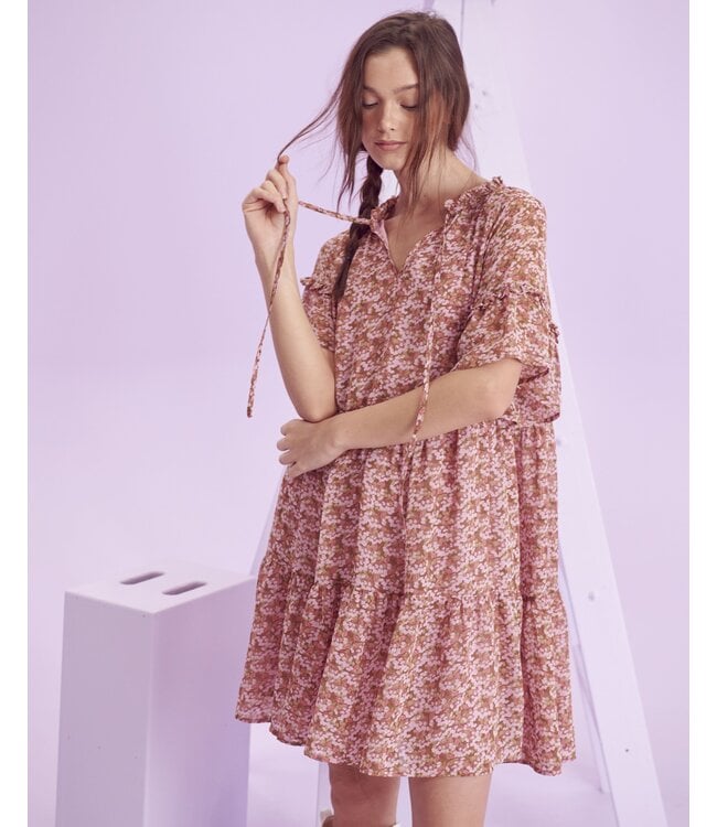 Floral V-neck Mini Dress