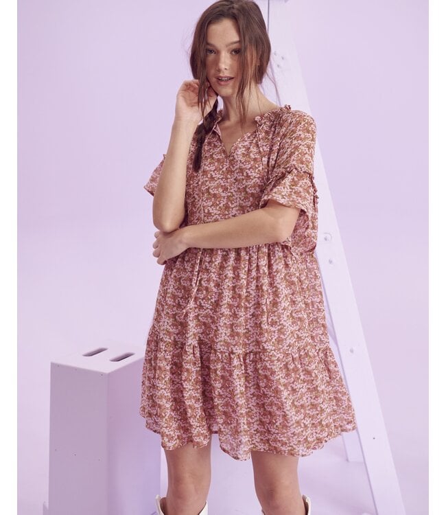 Floral V-neck Mini Dress