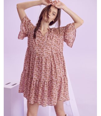 JBJ1054-1 Floral V-neck Mini Dress - Meri's Boutique