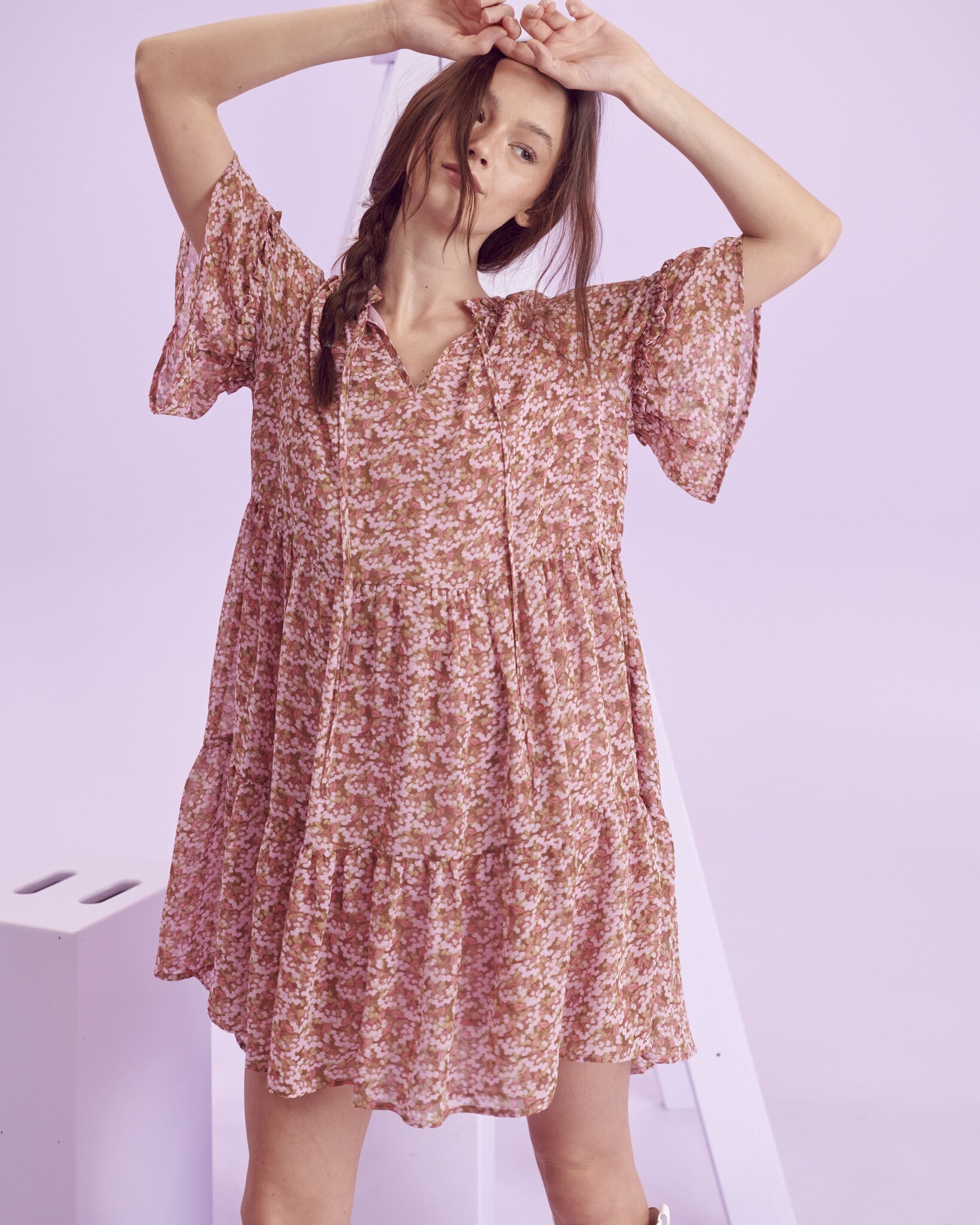 JBJ1054-1 Floral V-neck Mini Dress - Meri's Boutique