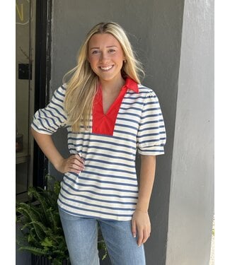 LA Society Stripe Color Block with collar