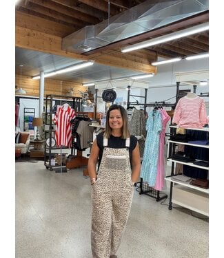 Easel LEOPARD  PRINT WASH OVERALLS