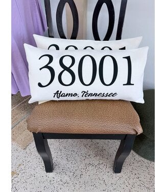 MUGSBY ALAMO ZIP CODE PILLOW