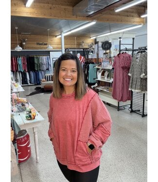 Easel THERMAL MIX WASHED TERRY PULLOVER