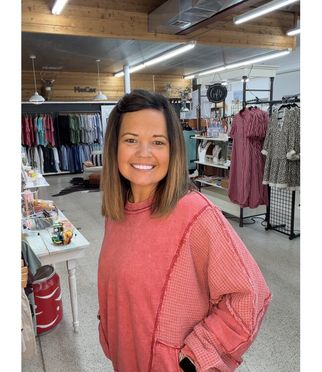 THERMAL MIX WASHED TERRY PULLOVER