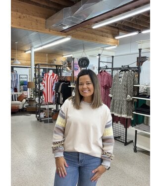 Easel Autumn Stroll Mixed Sleeve Top